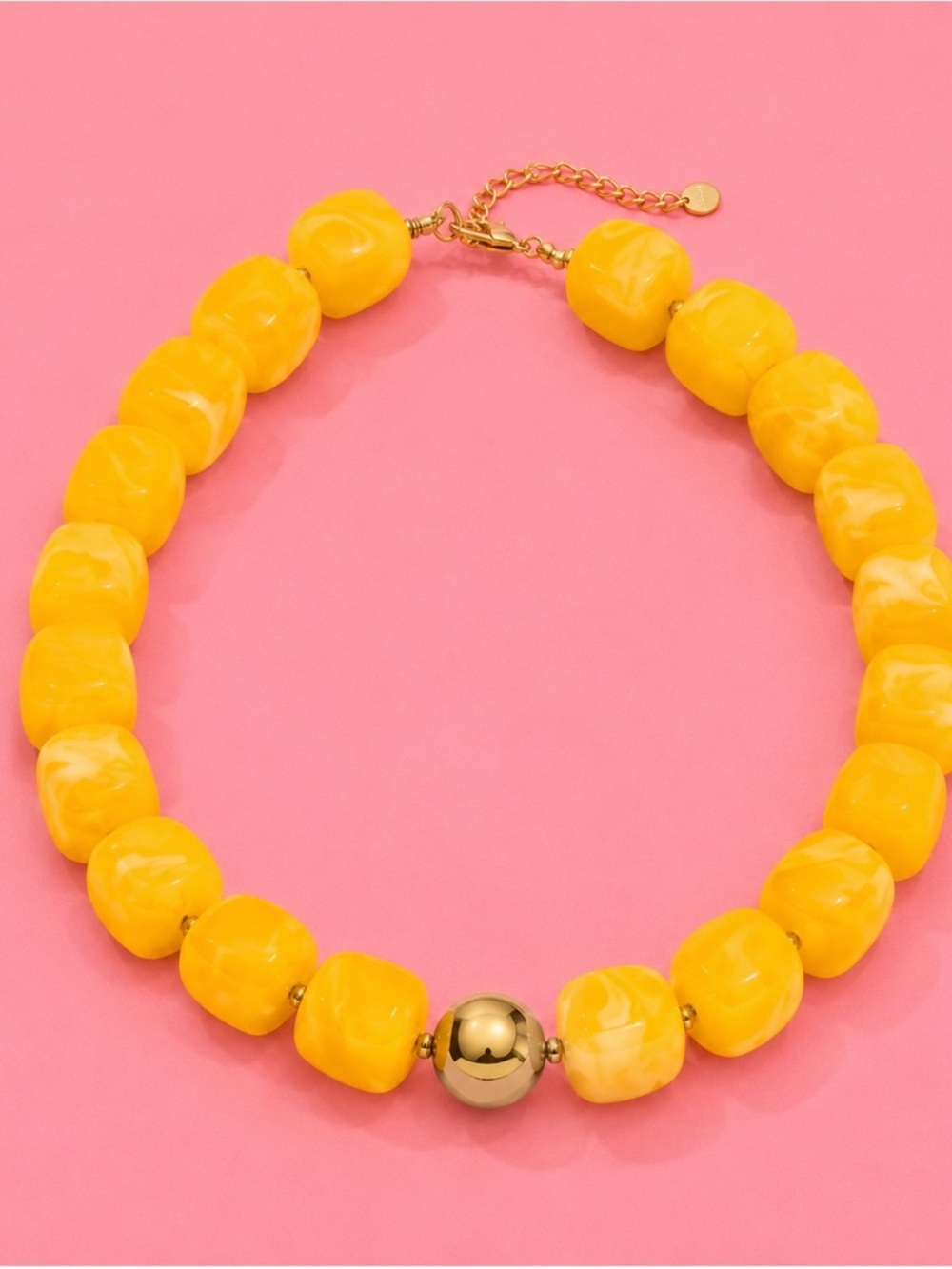 Colorful Dopamine Marbled Beaded Statement Necklace - Picture 2 of 4